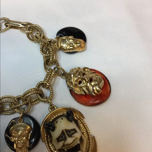 VINTAGE FLORENZA JAPANESE DEVIL NOH BRACELET SIGNED